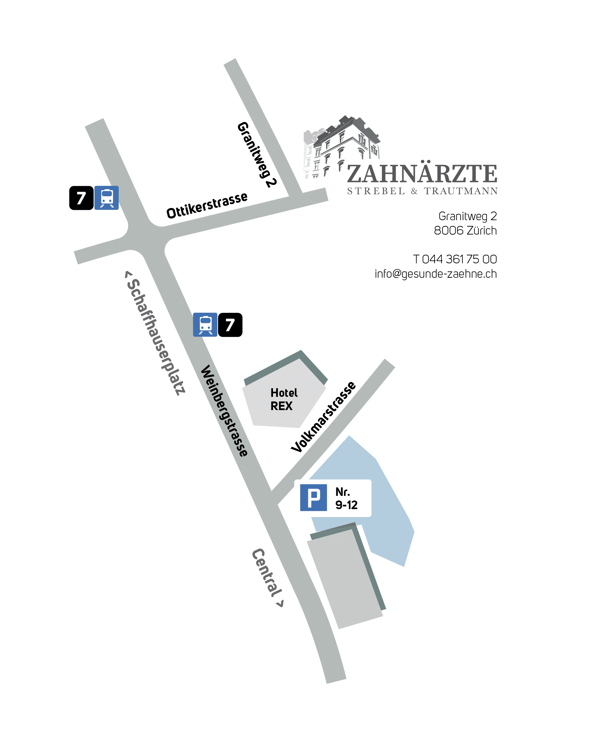 Zahnarzt Kreis 6 Strebel Trautmann Zürich Lageplan